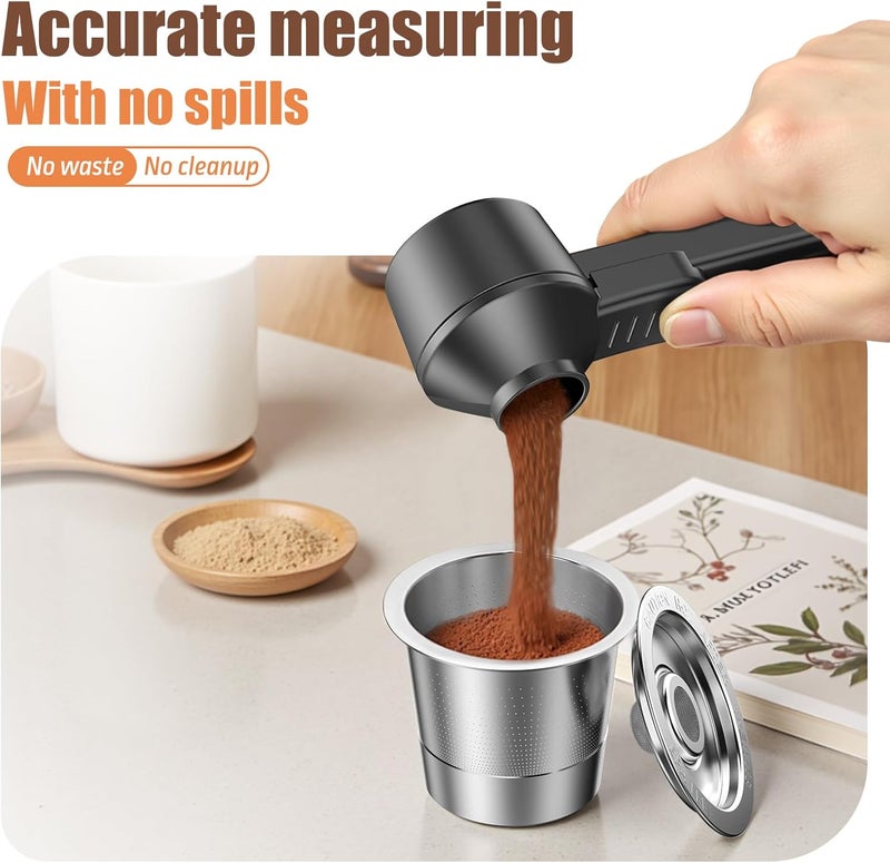 CAPMESSO Coffee Scoop & Funnel for Reusable K Cup Refillable Coffee Pods: 2 Tablespoon Coffee Measuring Scoop - Easy Slide Scoop for Ground Coffee, Protein Powder, Tea without Spilling (1 Pack) - Image 3